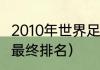 2010年世界足球杯亚军（2010世界杯最终排名）