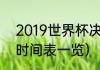 2019世界杯决赛时间（2022世界杯时间表一览）