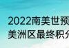 2022南美世预赛出线规则（世界杯南美洲区最终积分榜）