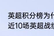 英超积分榜为什么没有曼城（曼城最近10场英超战绩）