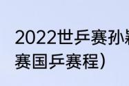 2022世乒赛孙颖莎赛程（世乒赛团体赛国乒赛程）