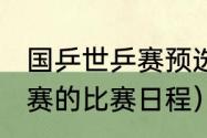 国乒世乒赛预选赛赛程（2021年世乒赛的比赛日程）