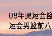 08年奥运会篮球最后八强（2008奥运会男篮前八排名）