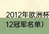 2012年欧洲杯冠亚军比分（欧洲杯2012冠军名单）