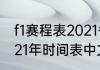 f1赛程表2021各分站冠军（f1赛程2021年时间表中文）