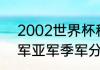 2002世界杯积分榜（02年世界杯冠军亚军季军分别是）