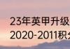 23年英甲升级附加赛决赛时间（英甲2020-2011积分榜）