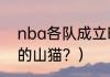 nba各队成立时间？（乔丹哪年收购的山猫？）