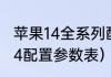 苹果14全系列配置参数最新？（苹果14配置参数表）