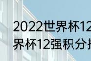 2022世界杯12强积分排名（2022世界杯12强积分排名）