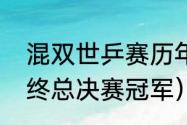 混双世乒赛历年冠军（历届乒乓球年终总决赛冠军）