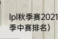 lpl秋季赛2021排名（2021英雄联盟季中赛排名）