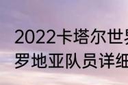 2022卡塔尔世界杯克罗地亚阵容（克罗地亚队员详细介绍）