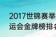 2017世锦赛举重金牌榜（2017年奥运会金牌榜排名）