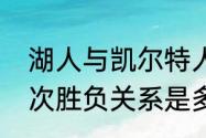 湖人与凯尔特人在总决赛总共碰面几次胜负关系是多少