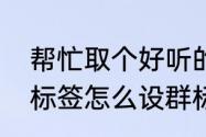 帮忙取个好听的群名称和群标签（群标签怎么设群标签怎么设置）