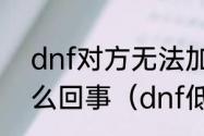 dnf对方无法加入队伍，不能组队怎么回事（dnf低阶组队司南怎么办）