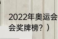 2022年奥运会金牌榜？（2022奥运会奖牌榜？）