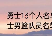 勇士13个人名单（2021年北京紫金勇士男篮队员名单）