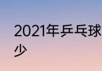 2021年乒乓球世界杯冠军的奖金是多少