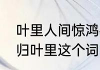 叶里人间惊鸿客表达什么意思？（无归叶里这个词的意思是什么？）