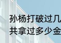 孙杨打破过几次世界纪录？（孙杨一共拿过多少金牌？）