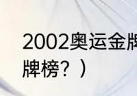 2002奥运金牌榜？（2000年冬奥金牌榜？）