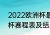 2022欧洲杯最终排名（2021年欧洲杯赛程表及结果）