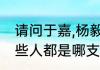 请问于嘉,杨毅,张卫平,徐济成,苏群那些人都是哪支队的球迷?客观