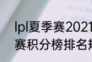 lpl夏季赛2021排名怎么看（lpl春季赛积分榜排名规则）