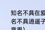 知名不具在爱情中指的什么意思（知名不具逍遥子随遇而安自在翁是什么意思）