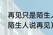 再见只是陌生人是什么意思（如何和陌生人说再见）