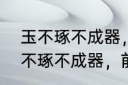 玉不琢不成器，下一句是什么啊（玉不琢不成器，前一句是怎么）