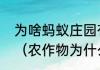 为啥蚂蚁庄园有的可以串门有的不行（农作物为什么实行轮作蚂蚁庄园）