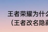 王者荣耀为什么有些人的名字是空白（王者改名隐藏符号怎么弄）