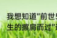 我想知道“前世500次的回眸才换来今生的擦肩而过”这句话原话出自哪里