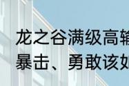 龙之谷满级高输出剑皇怎么加点升龙、暴击、勇敢该如何选