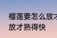 榴莲要怎么放才熟得快　榴莲要怎么放才熟得快