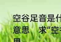 空谷足音是什么意思?空谷足音是什么意思　求“空谷足音，跫然色喜”的意思