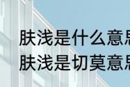 肤浅是什么意思有谁知道呀　俗气和肤浅是切莫意思