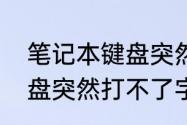 笔记本键盘突然打不了字　笔记本键盘突然打不了字