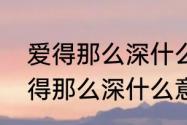 爱得那么深什么意思　伤心天涯人爱得那么深什么意思