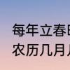 每年立春时间如何推算　2022立春是农历几月几日几点